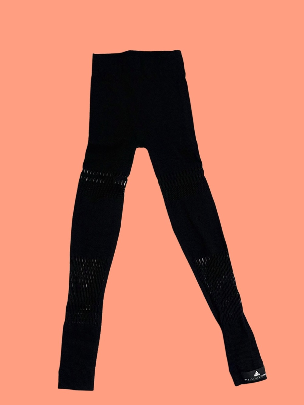 Stella McCartney Kids Black Stretch Knit Leggings with Mesh Panels